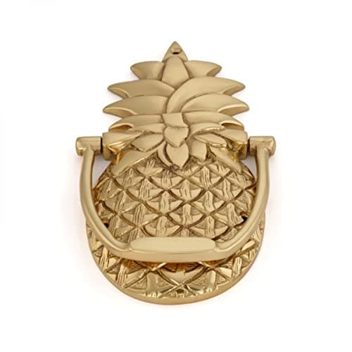 Renovators Supply Manufacturingᵀᴹ Heavy Pineapple Door Knocker – Solid Brass Construction, Polished Brass Finish, 8 Inch Long with Mounting Hardware 8