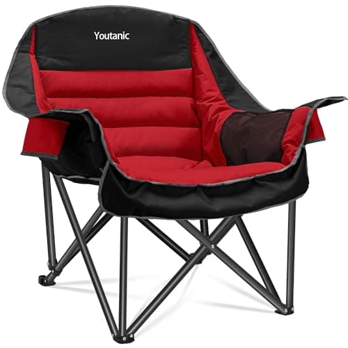 Youtanic Oversized Camping Chair, Portable Folding Camping Chairs with Side Pocket, Cup Holder and Carry Bag, Heavy Duty Outdoor Camping Chairs for Adults, Fishing, Sports, Trip, up to 400lbs, Style 5