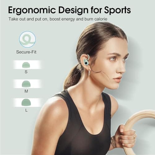 Wireless Earbuds, 2023 Bluetooth Headphones 5.3 Sport, 50H Ear buds with Earhooks, Dual LED DisplayBluetooth Earbuds, HD Stereo Noise Cancelling Headphones, IP7 Waterproof Running Earphones, Green 6
