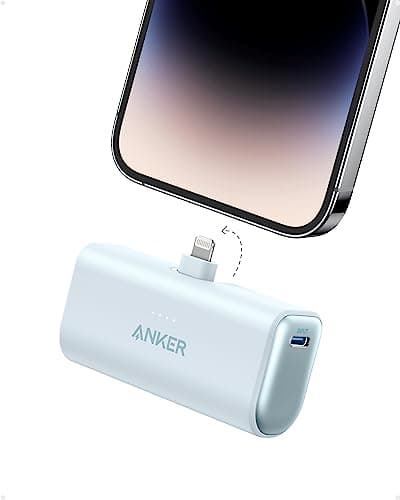 Anker Nano Portable Charger for iPhone, with Built-in MFi Certified Lightning Connector, Power Bank 5,000mAh 12W, Compatible with iPhone 14/13/12 Series (Blue)