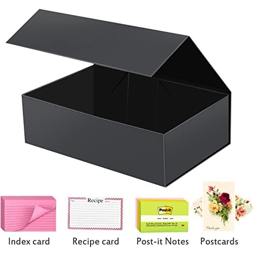 Harhana 3x5 Index Card Holder Card File Box Organizer, Hold 1200 3x5-Inch Flash Cards 1 Pack Black 6