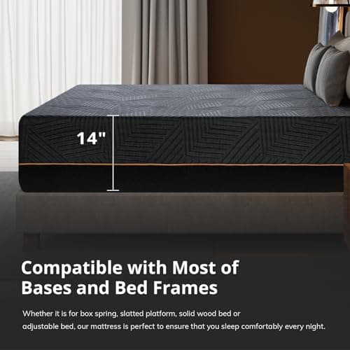 EGOHOME 14 Inch King Size Memory Foam Mattress for Back Pain, Cooling Copper Gel Bed in a Box, Foam Made in USA, CertiPUR-US Certified, Therapeutic Medium Firm, 76x80x14 Black 5