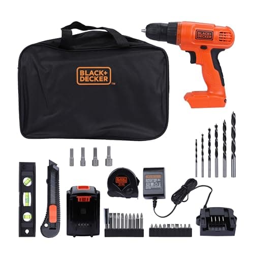 BLACK+DECKER 20V MAX Drill & Home Tool Kit, 34 Piece (BDCD120VA), Orange 9