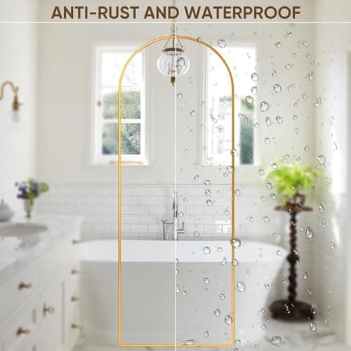 Suidia 59"x19" Arched Full Length Mirror with Stand, Full Body Mirror with Aluminum Frame, Freestanding/Leaning/Wall-Mounted, Floor Mirrors for Bedroom, Living Room, Entryway, Dressing Room, Gold 7