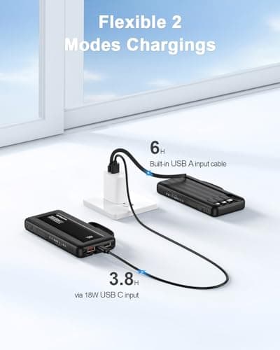 FlyKangaroo Portable Charger with Built in Cables, Slim 10000mAh Fast Charging 22.5W Power Bank USB C LED Display Battery Pack 6 Outputs & 2 Inputs for iPhone Samsung Pixel LG Moto iPad 6