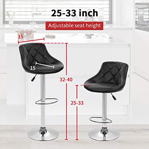BestOffice Counter Height Bar Stools Set of 2 Bar Stools Swivel Stool Height Adjustable Bar Chairs with Back PU Leather Swivel Bar Stool Kitchen Counter Stools Dining Chairs 9