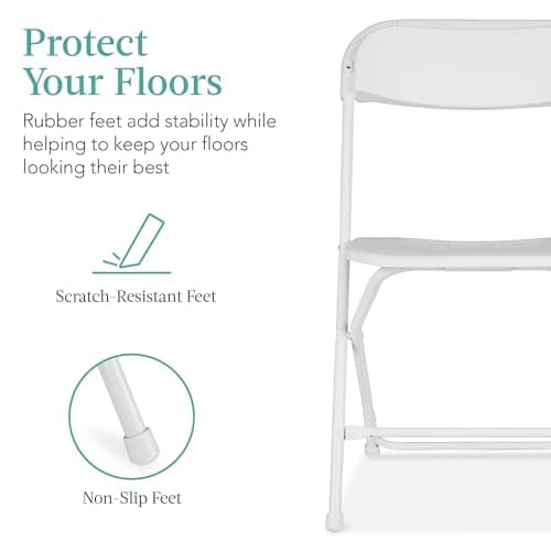 Best Choice Products Set of 10 Plastic Folding Chairs, Portable Stacking Indoor Outdoor Seating for Home, Yard, Garden, Parties, Events w/Non-Slip Feet, 350lb Weight Capacity - White 6