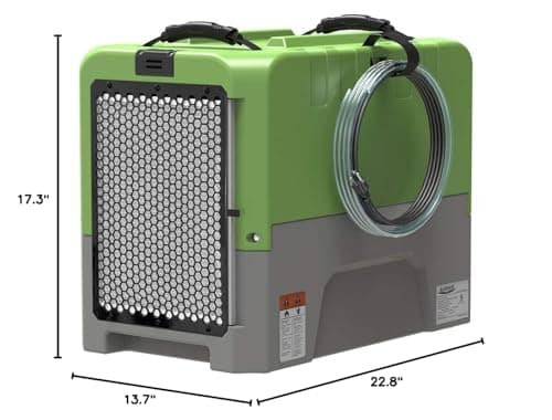ALORAIR 180PPD LGR Commercial Dehumidifier with Pump for Basement Warehouse & Job Sites, Large Space Crawl Space Dehumidifier for Efficient Water Damage Restoration,5 Years Limited Warranty, Green 9