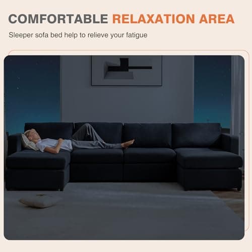 Sweetcrispy Convertible Sectional Couch Sofa Bed Sectional Couches for Living Room, 6-Seat Comfy Sleeper Sofa Modern Couch Bed Modular Sectional Sofa Set, U Shaped Couch for Living Room Office 6