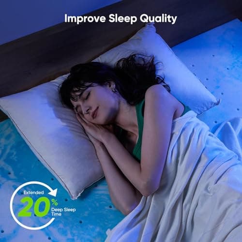 Marsail Twin 3-inch Gel Infused Cooling Memory Foam Mattress Topper, Blue, CertiPUR-US Certified 6