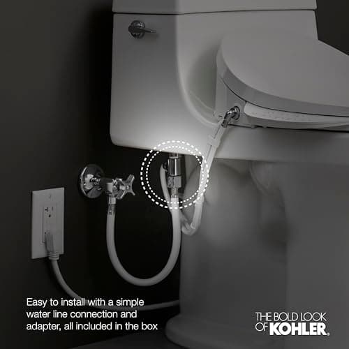 Kohler PureWash E580 Elongated Bidet Toilet Seat, White, Quiet-Close Lid Prevents Slamming, Self-Cleaning Wand, Adjustable Water Pressure with Multiple Cleansing Options 6