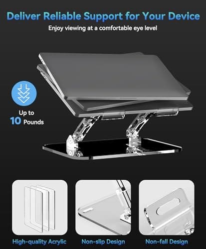 Lpoake Adjustable Foldable Laptop Stand, Portable Ergonomic Computer Stand for Laptop, Compatible with 10 to 15.6 Inches Notebook Computers 6
