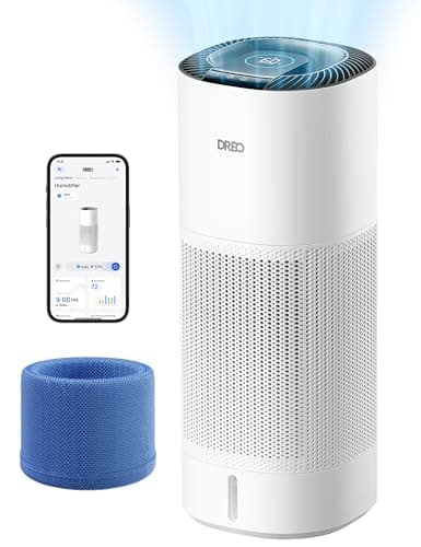 DREO Smart Evaporative Humidifier Large Room up to 1000ft², 800ml/h High Output Air Humidifiers for Bedroom, 10L, 50H Long Runtime with Precise Humidification for Plants, Home, Office, White, HHM774S