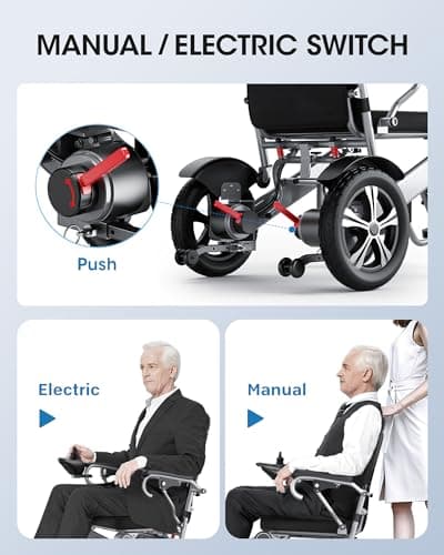 HVREGHY Electric Wheelchair for Adults, Lightweight Foldable Portable All Terrain Power Motorized Wheel Chair, Security & Comfortable & Designed to Last, Weight Capacity 300 lbs, 12.5 Miles Range 5