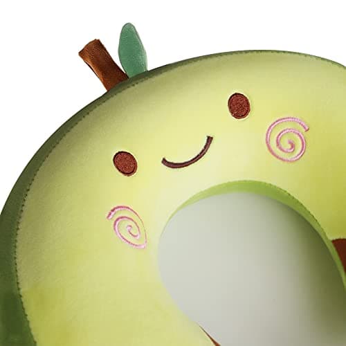 Cute Travel Pillow with Sleep Eye Mask Cartoon Headrest & Neck Pillow for Kids Boys & Girls, Teens, Travel Accessories for Airplane, Car, Recline, Home Use Memory Foam Flight - Green Avocado 5
