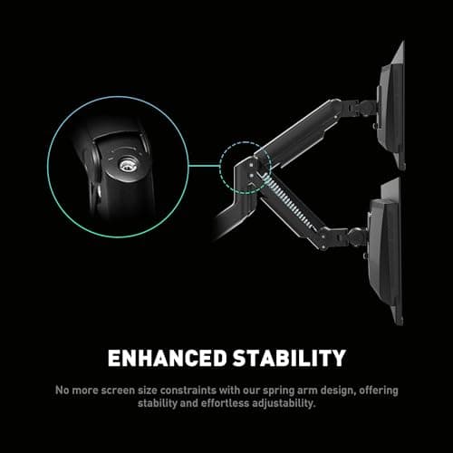 MSI MAG MT201 - Premium Heavy Duty Single Monitor Stand Arm, Supports 17-49" Screens and 44 lbs, VESA Compatible, Adjustable Spring Assisted Mount, Clamp & Grommet, Quick Release Plate - Black 8