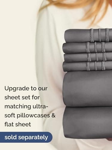 Extra Deep Full Fitted Sheet - Hotel Luxury Single Fitted Sheet Only - Easily Fits 18 inch to 24 inch Mattress - Ultra Soft, Wrinkle & Fade Free w/Extra Deep Pockets - Breathable & Comfy - Dark Grey 7