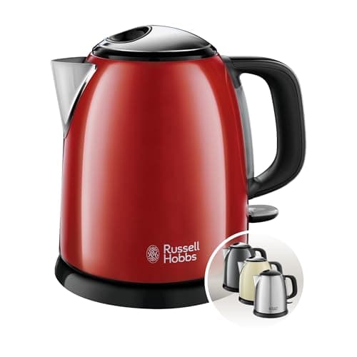 Russell Hobbs Bollitore Elettrico Compatto, 1L, 2400 W, 3 Tazze, Acciaio Inox, Plastica, ColourPlus Rosso 24992-70