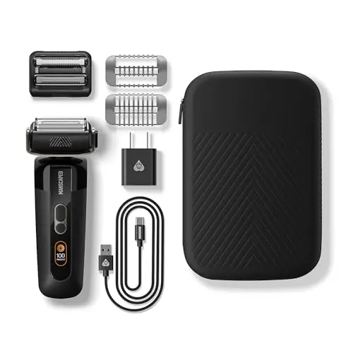 MANSCAPED® The Chairman™ PRO Men’s Electric Foil Face Shaver - Two Interchangeable Blade Heads, SkinSafe® Four-Blade Foil & Stubble Trimmer, USB-C Wireless Compatible Charging, Gentle on Neck 8