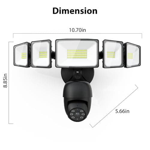 iMaihom Floodlight Camera Outdoor, 2K QHD Smart Home Security Cam with Motion-Activated, 5500LM Brightness 5 Heads Light, 360° Pan & Tilt, 2-Way Audio, Cloud/SD Storage, Color Night Vision 9
