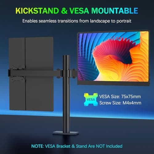 NewHail OLED Portable Monitor 16", 3K 2880x1800 120Hz 0.1ms USB-C HDMI Portable Monitor with 120% DCI-P3 Built-in Kickstand & Speakers for Laptop Windows Mac Phone Switch PS5, Black 6