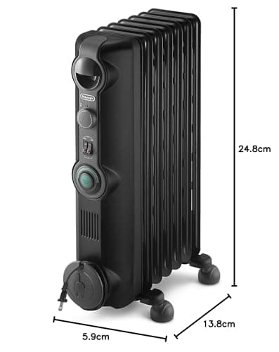 De'Longhi ComfortTemp Full Room Radiant Heater, Black - Oil-Filled Portable Space Heater for Long-Lasting, Silent Heat - Easy-to-Use Controls, Adjustable Thermostat & Three Heat Settings 7