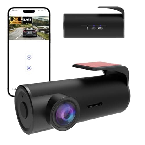 Dash Cam 2K Car Camera,Mini Hidden Front Dash Camera for Cars,Free 32GB SD Card,Built-in WiFi,Night Vision,WDR,Loop Recording,G-Sensor,App Control,Support 256GB Max(C1)