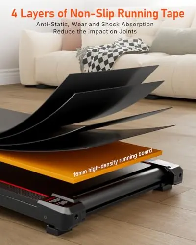 Walking Pad Treadmill, Anylife Incline Walking Pads Under Desk 330lb Capacity, 2.6HP Portable Treadmills for Home, Compact Treadmill Small Running Pad with LED Display, Remote Control, Dark Red 7