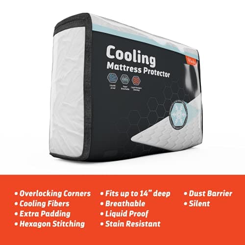 Layla Mattress Protector, Liquid Proof Mattress Pad Barrier | Breathable Waterproof Bed Encasement That Sleeps Cool, 3 Models for a Custom Sleep Experience | Size Queen - Cooling Protector 6