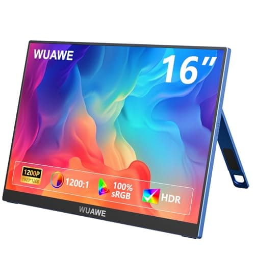 WUAWE 16inch Portable Gaming Monitor 1920x1200P FHD | 60hz Refresh Rate & HDR for PS5/Switch | Ultra-Thin 0.3" Built-in Speakers, Eye Care | Plug&Play for Laptop/Mac/Phone | Student Gift(Blue)