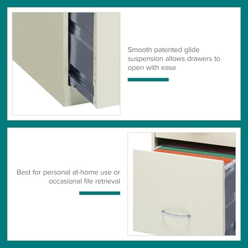 Space Solutions - 3 Drawer Fully Assembled Vertical Steel File Cabinet, Home & Small Office Use, Letter-Size, Locking, Pearl White 8