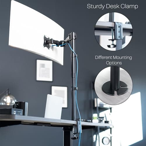 VIVO Single Monitor Desk Mount, Extra Tall Fully Adjustable Stand for 1 LCD Screen up to 32 inches, Ultra Wide Screens up to 38 inches, 22 lbs Capacity, STAND-V001T 5
