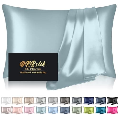 Mulberry Silk Pillowcase Standard Size Cooling Anti-Acne Hidden Zipper Navy Blue