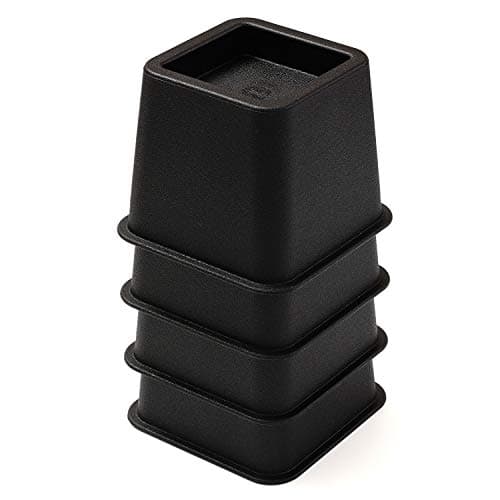 HOME COMPOSER 3 inch Bed Risers Set of 4, Heavy Duty Stackable Furniture Risers Lifters for Beds, Sofa, Tables and Chairs, Black Bed Elevator with 2.8" Square Recess