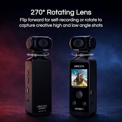 Minolta 4K Ultra HD Pocket Camcorder – WiFi Enabled Action Camera with 16MP Photos, 170° Wide Angle Lens, 270° Rotating Head, Slow Motion, 1.3-inch Display - 16GB Card & Waterproof Case (Black) 5