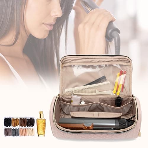 Yarwo Travel Bag Compatible with Dyson Airstrait/Corrale Hair Straightener and Attachments, Portable Flat Curling Iron Storage Case for Hot Hair Tools and Accessories, Dusty Rose (Patent Pending) 8