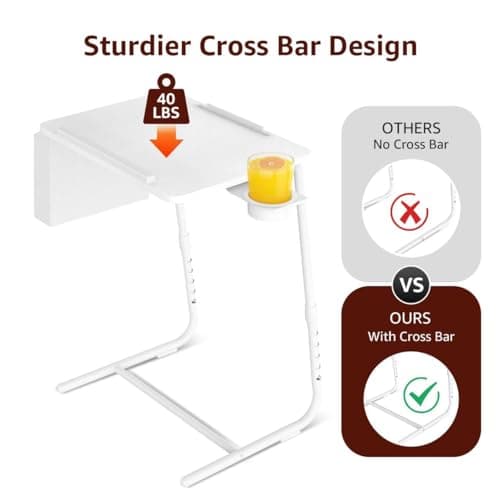 Adjustable TV Tray Folding Dinner - Trays for Eating On Couch Wooden Tables Mate Stand Foldable Desk with Cup Holder Portable 7