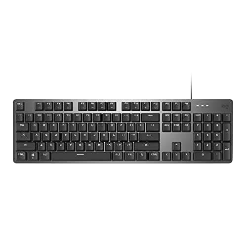 Logitech K845 Mechanical Illuminated Keyboard, Mechanical Switches, Strong Adjustable Tilt Legs, Full Size, Aluminum Top Case, 104 Keys, USB Corded, Windows (TTC Red Switches)