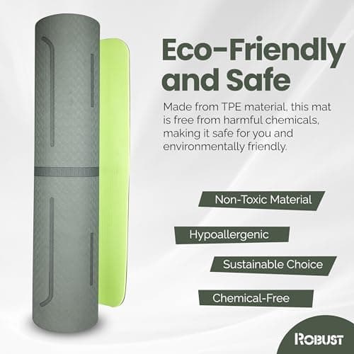 Robust Non-Slip Yoga Mat with Strap, TPE Eco-Friendly Workout Mat for Yoga with Position Lines and Texture Surface, Gym Mat for Women Men, Pilates and Exercises Anti Tear Sweat Proof Exercise Mat 5