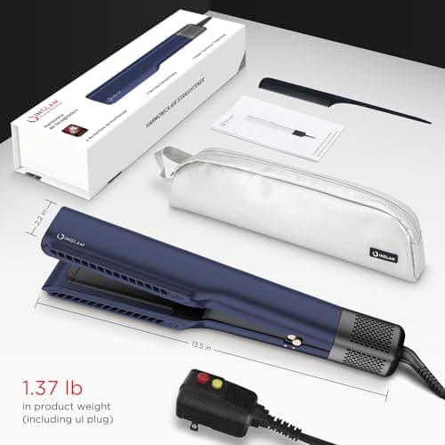 IG INGLAM Air Straight, Style from Wet Hair, 200M Ionic Hair Dryer Straightener for Medium Long Length(14”-30”), Straightener and Dryer 2 in 1, Fast Drying and Straightening in One Step, Dark Blue 9