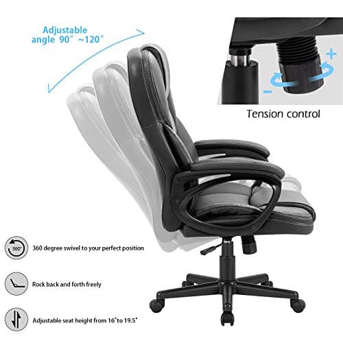 Furmax Office Executive Chair High Back Adjustable Managerial Home Desk Chair, Swivel Computer PU Leather Chair with Lumbar Support (Black) 7