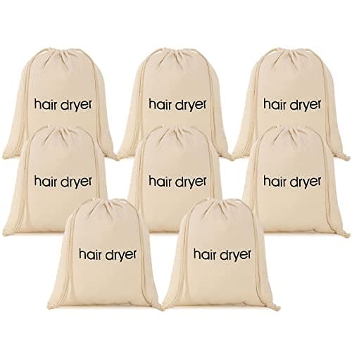 ERKXD 3 | 6 | 8 Pack Hair Dryer Bags Drawstring Bag Container Hairdryer Bag for travel bathroom (8 PCS White)