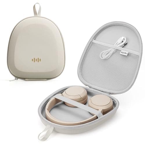 Headphone Case Hard Shell Super-Slim for Sony/JBL/Bose/Soundcore Anker/BERIBES KVIDIO TOZO JLab Over-Ear Headphones Universal Portable Travel Organizer Bag (Beige)