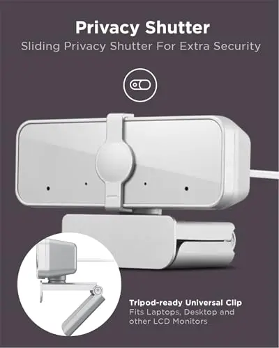 Lenovo HD 1080p Webcam (300 FHD) - Monitor Camera with 95° Wide Angle, 360° Rotation Pan & Tilt, Dual Microphones – Attachable Desktop Cam with Privacy Shutter for Remote Work, Streaming & Gaming 6