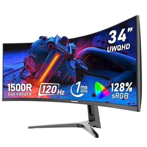 Gawfolk 34 Inch Ultrawide Curved 120Hz Gaming Computer Monitor 1500R PC screen 21:9 UWQHD (3440x1440) ,G-Sync,128%sRGB,178° Viewing Angle,HDMI、Display Port,Compatible with wall mounting 75×75MM- Black
