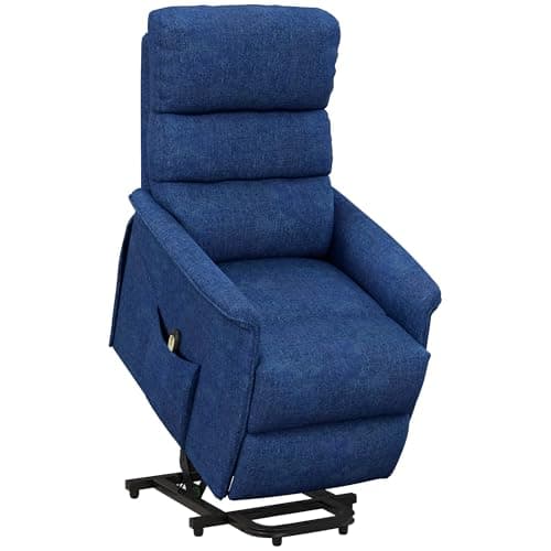 HOMCOM Power Lift Recliner Chair for Elderly, Easy Assembly, Fabric Lift Chair for Adults, Recliner Sofa with Remote Control, Side Pockets for Living Room, Dark Blue