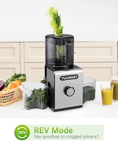 TUUMIIST Cold Press Juicer Machines 6.5'' Large Feed Chute for Whole Fruits & Vegetables, High Juice Yield, Easy to Clean 8