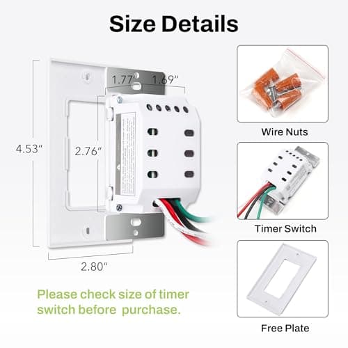 BN-LINK Countdown Digital Wall Timer Switch for Exhaust Fan with Push Button 5-10-20-30-45-60mins, Bathroom Fan Light Switch Timer Indoor, Neutral Required, Wall Plate Included, White, ETL Listed 5