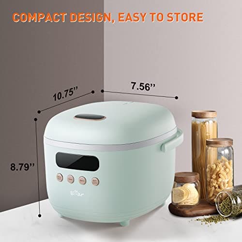 Bear Rice Cooker 4 Cups (UnCooked), Rice Cooker Small, 6 Cooking Functions, Advanced Fuzzy Logic Micom Technology, 24 Hours Preset Keep Warm, for White/Brown Rice Quinoa Oatmeal Soup Cake, 2L Green 10