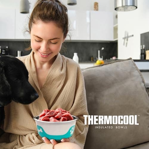 Thermocool Insulated Stainless Steel Pet Bowl - 8 Oz (X-Small) Non-Slip Feeding Dish Reduces Sliding & Spills, Keeps Water Cold & Food Warm, Dishwasher Safe (Purple) 6